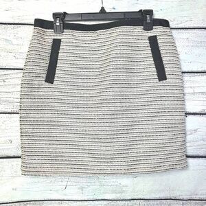 Loft Black White Metallic Stripe Tweed Skirt 10
